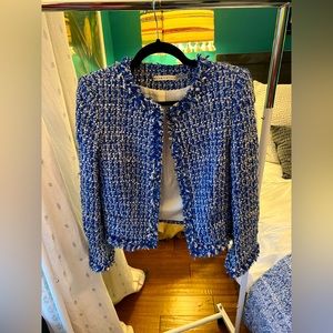 Alice + Olivia Blue Tweed Jacket Size 6